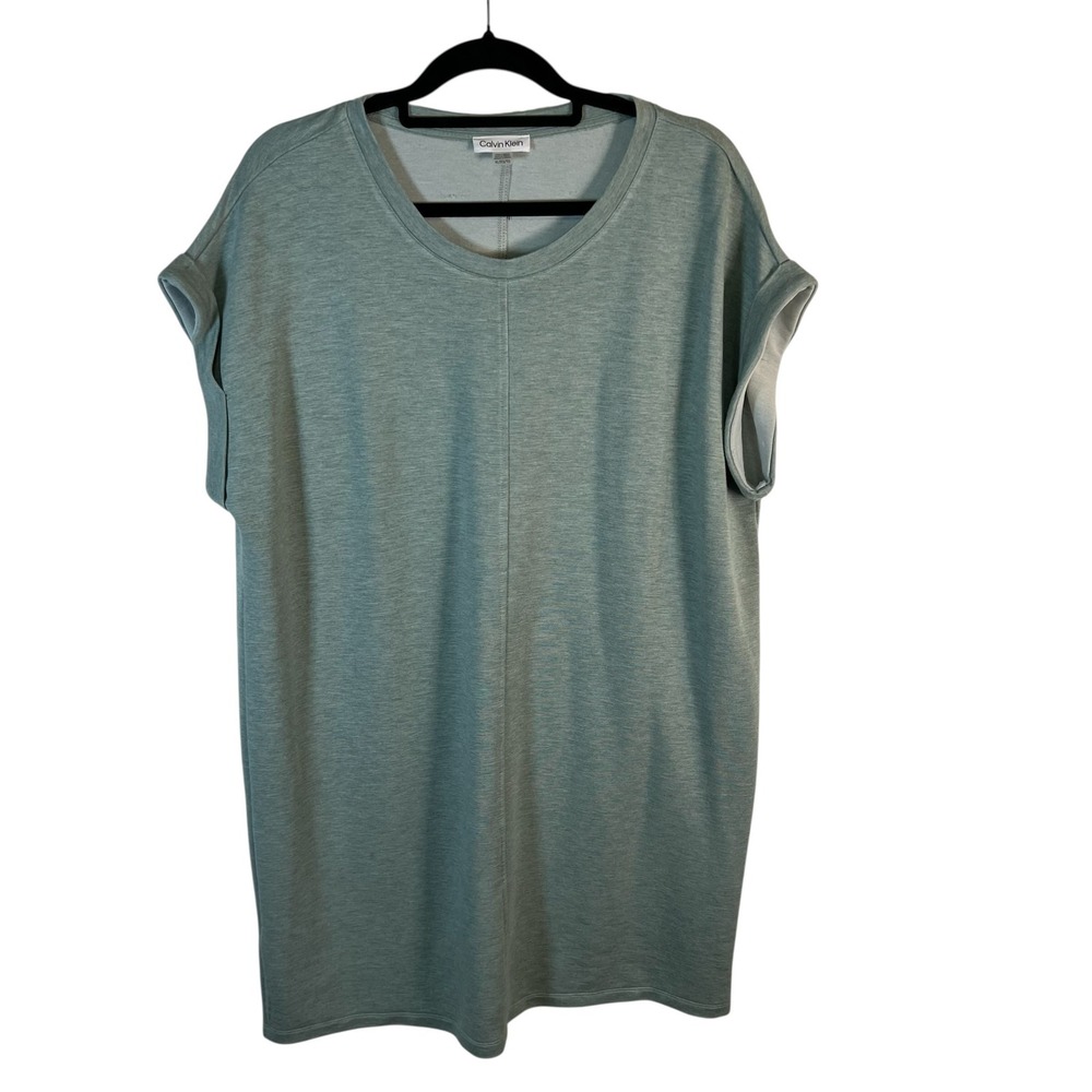 Calvin‎ Klein Womens Sage Green Heathered Cuffed Sleeve T-Shirt Shift Dress XL